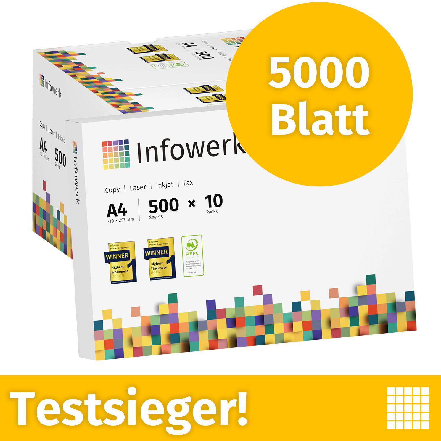 TEMU Druckerpapier 5000 Blatt 10 x 500 A4 80g Premium Weiß zertifiziert