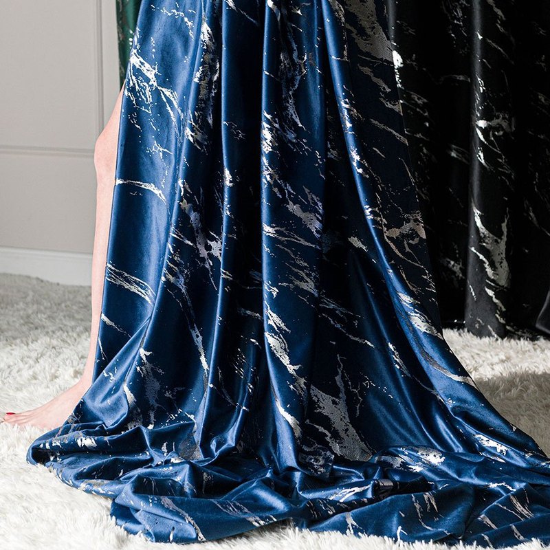 Image of - Screen Ready On Rails - 140x250cm - Navy Blue With Silvery Print