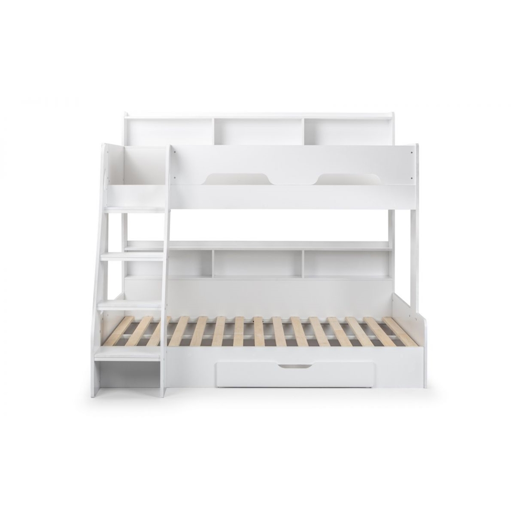 Pure White Triple Sleeper Book Case Bunk Bed 3ft (90cm)