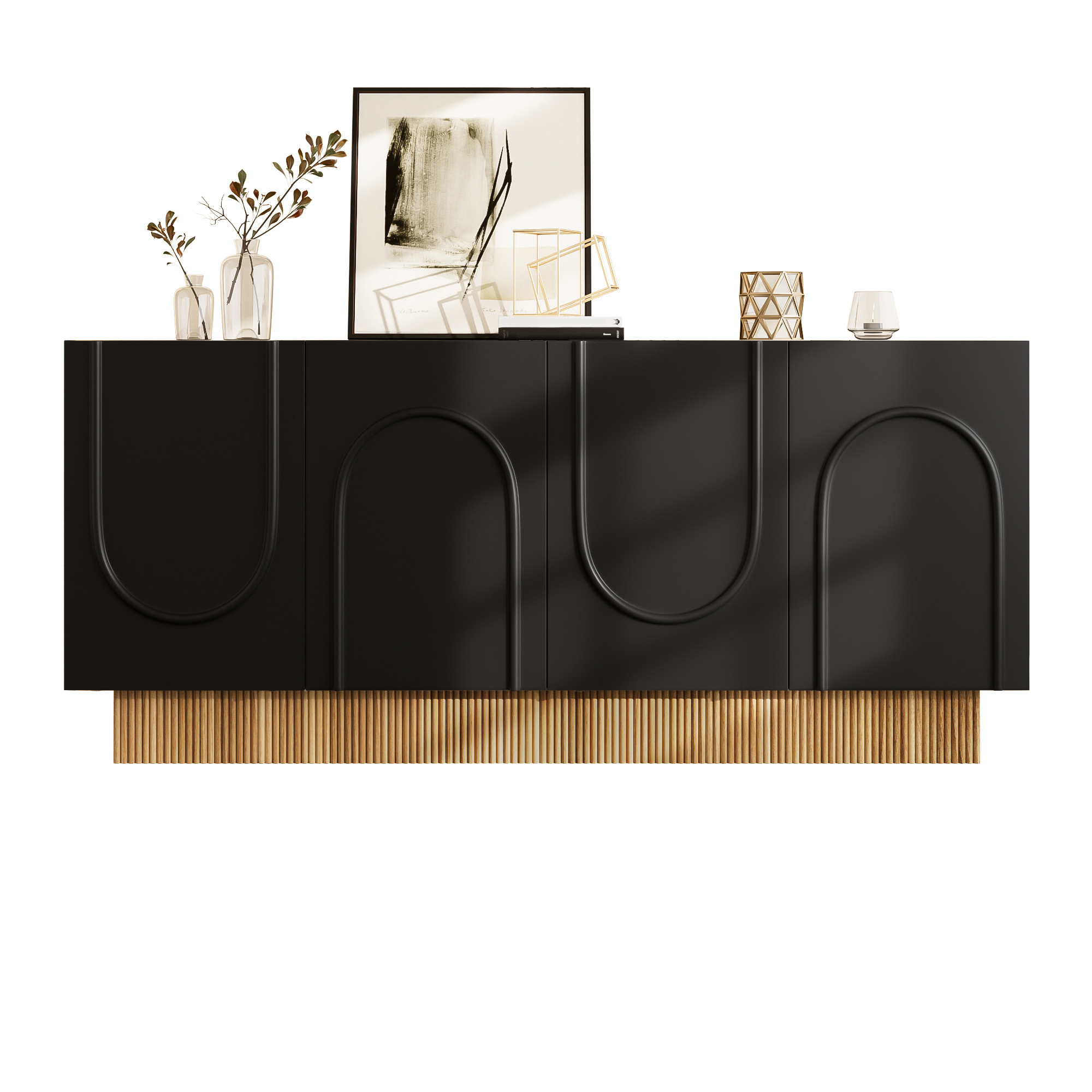 Modern Sideboard Cabinet With , Large Storage Space And Clear U-shaped Structure - Stylish Storage For Living Room & Dining Area, Practical Multi-compartment For Organized Order, 160×75×38 Cm
