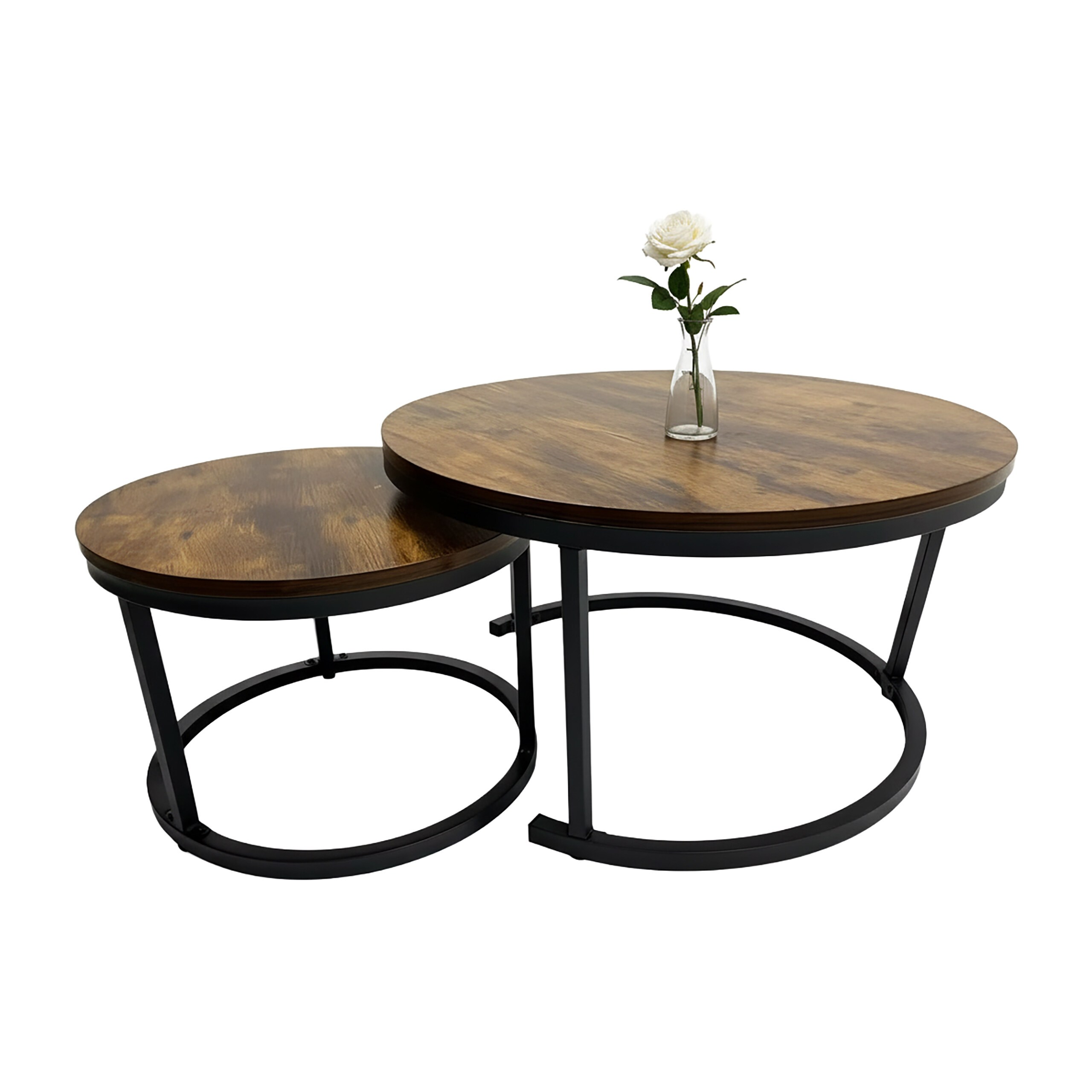2pcs. Table Set In Brown/black