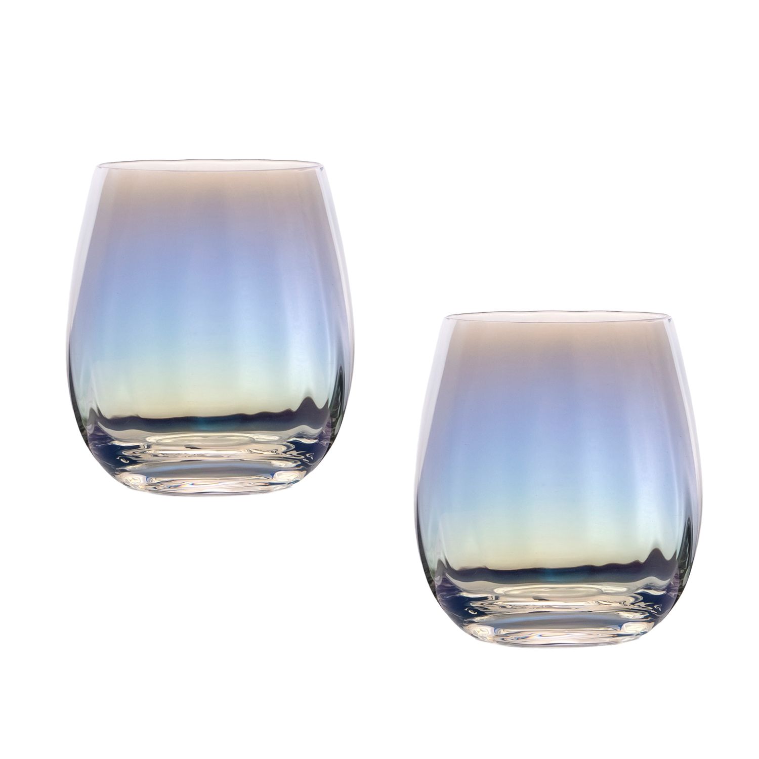 Image of Intirilife Tumbler Set With And Wave Shape 380 Ml Water Juice Glasses Dishwasher Safe Crystal Glass Shockproof
