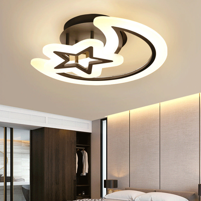 TEMU LUNA SI STEA Lámpara de techo LED con control remoto, 2 años de garantía, 45W, 2 , luz fría//neutra, regulable, negra, diámetro de 46 cm, flujo