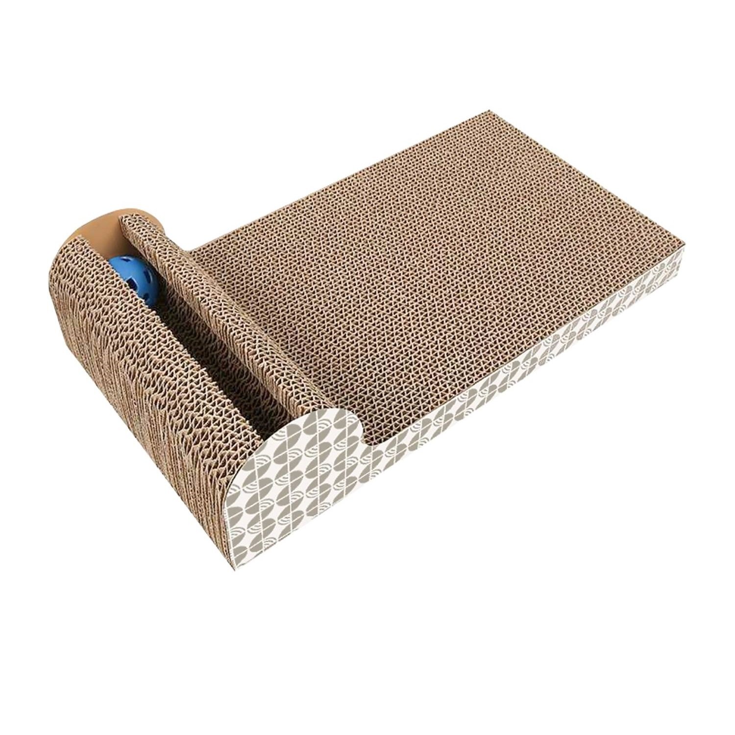Image of Brown Corrugated Cardboard Cat Scratching Board And Toy For Cat Entertainment