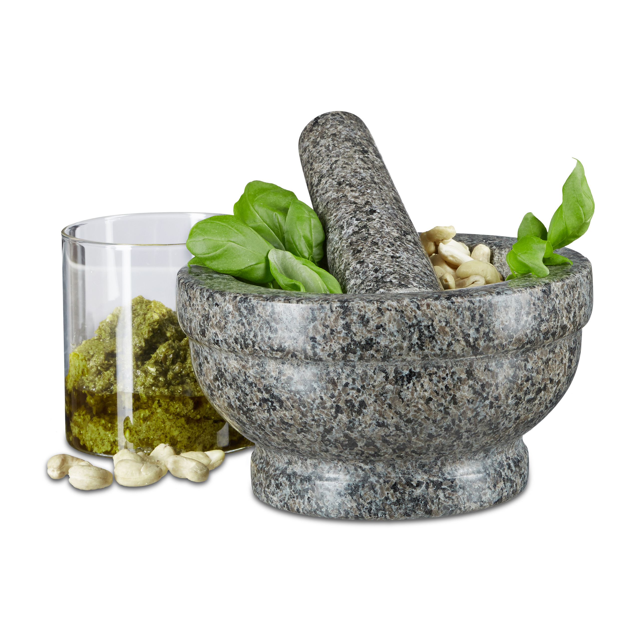 TEMU Granite Mortar With Pestle 17 Cm