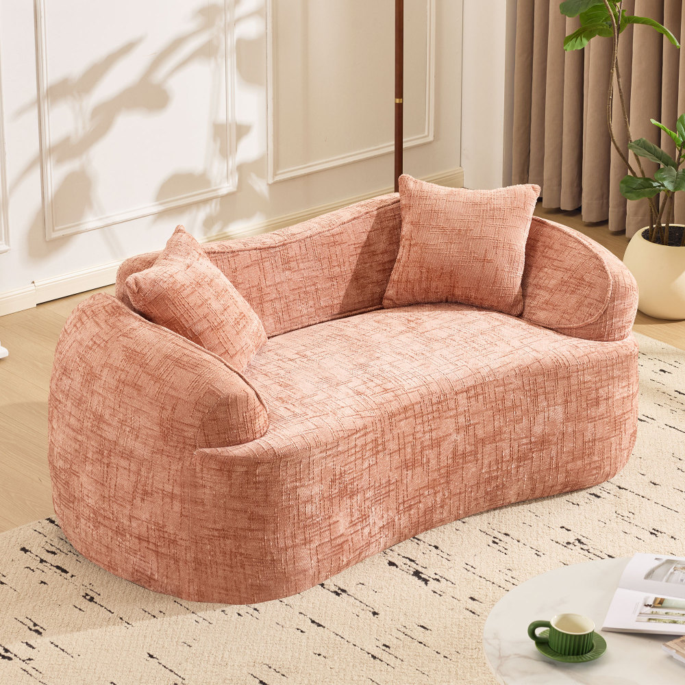Curved Two-seater Sofa 170x87x65 Cm - High-density Foam Cushioning & Spring Core - Ergonomic Support - Fully Assembled - Ready For Immediate Use - For Living Room, Bedroom, Office