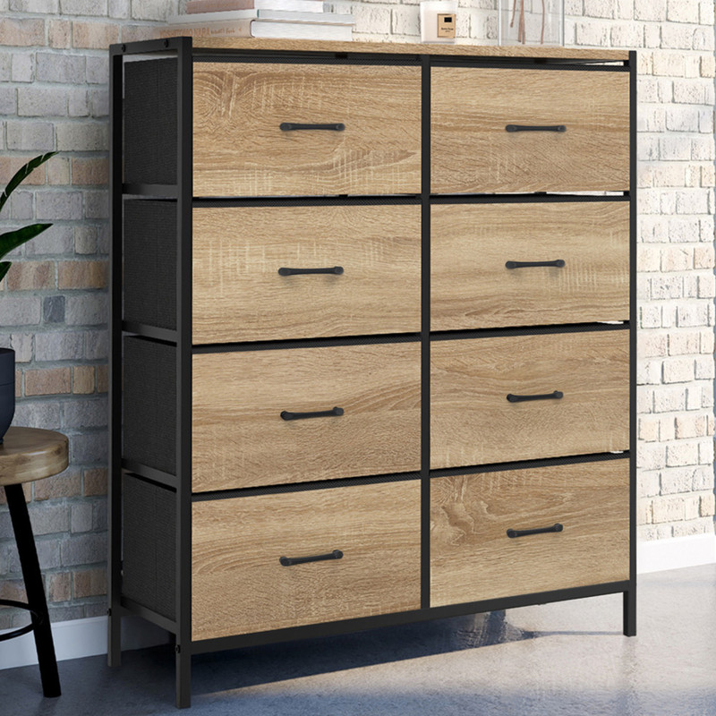 TEMU Commode 8 tiroirs en tissu 80 cm meuble de rangement design industriel