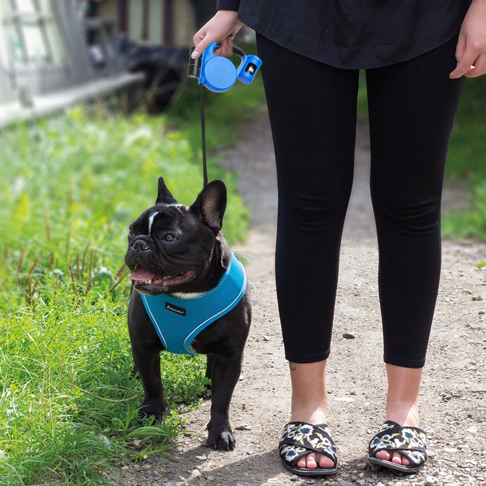 Retractable Dog Leash with Flashlight and Dispenser, 5m