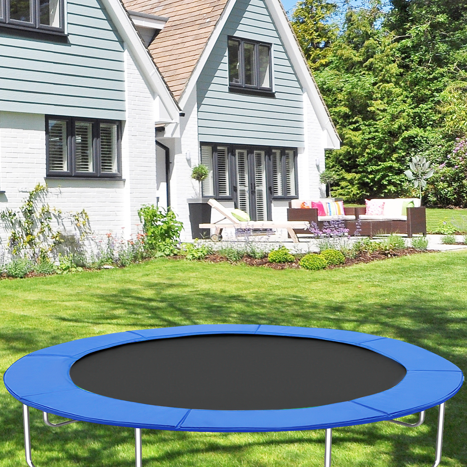 TEMU Trampoline Spring Cover Pad, 1pc Pu Leather Safety Spring Cover, Waterproof Trampoline Protection, Shock-absorbent Bounce Mat Surround For 14+ Age Group
