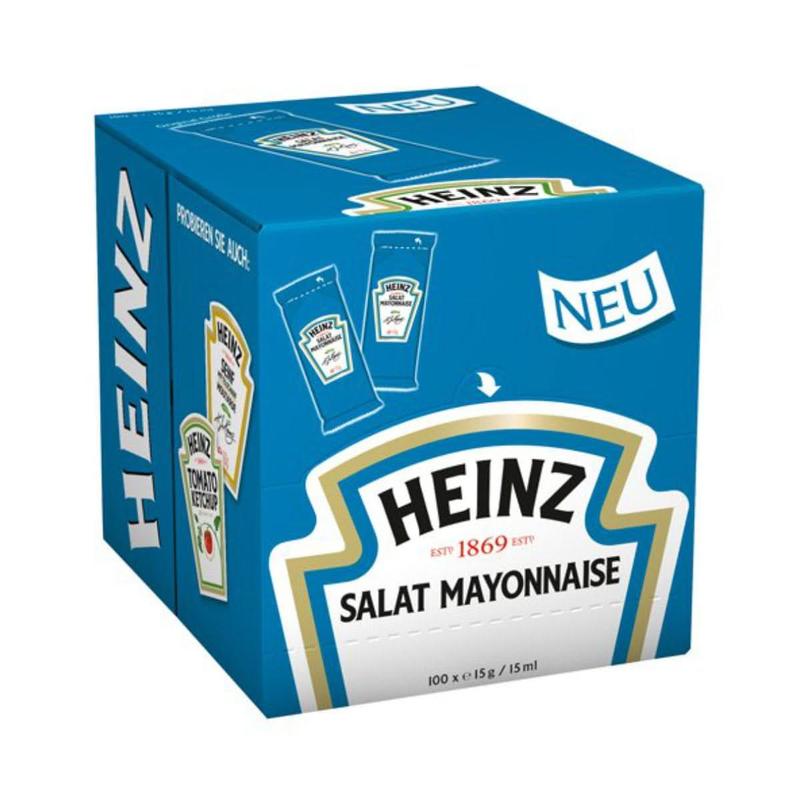 Image of Heinz Salad Mayonnaise Pouches, 100 X 17 Ml – Creamy, Individually Portioned, Long Shelf Life