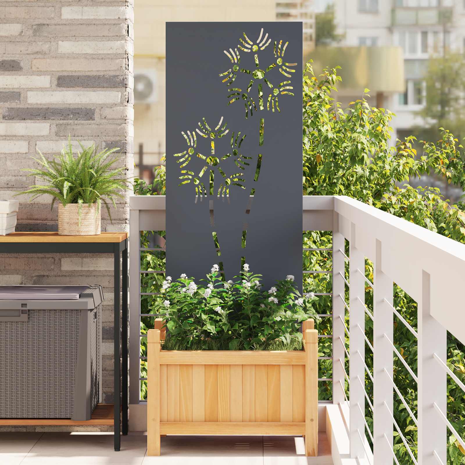 Image of Garden Privacy Screen 50 X 140 Cm, Garden And Terrace Decor, Modern Inserts, Privacy Fence, Rectangular Privacy Screen, Stylish Ornamental Umbrella
