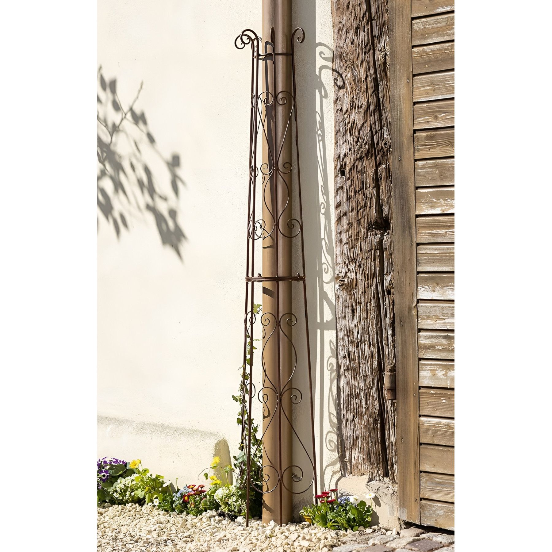 Image of Trellis "" Made Of Metal, Brown, In Classic Optics, Semi-circular For Downpipe, Trellis Aid For Climbing Plants, Trellis