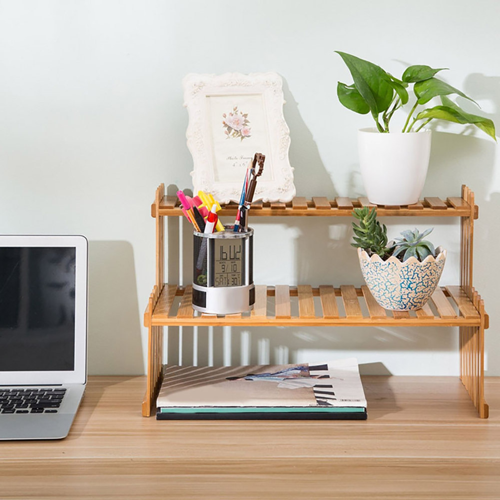 2-Layer Mini Wooden Plant Rack for Display