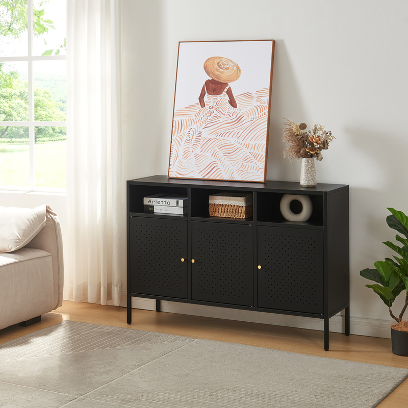 Sideboard 'janakkala With Doors Steel Black