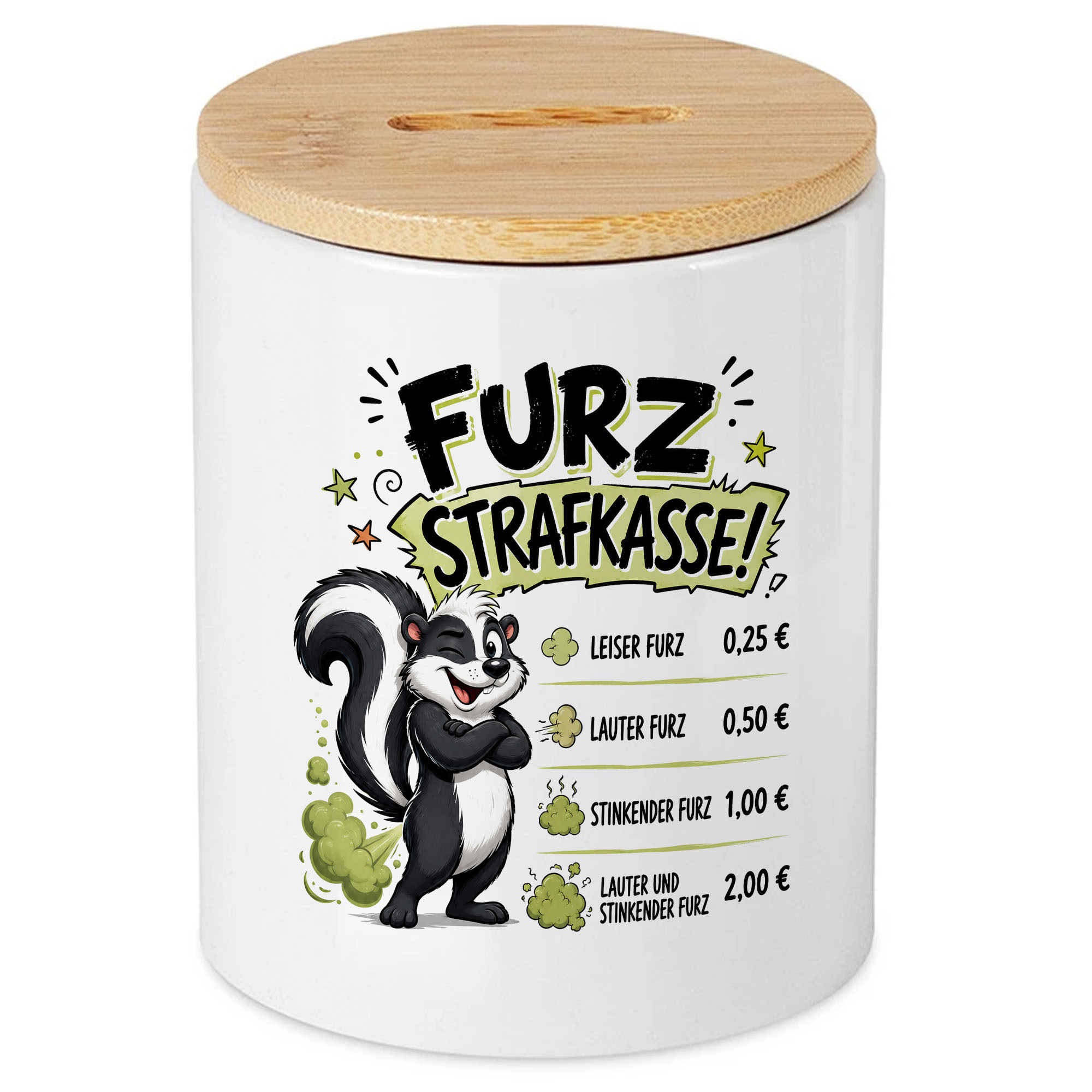 Image of Funny Fart Penalty Box With Skunk Motif - Original Money Gift For Men, Women, Colleagues, Piggy Bank Birthday