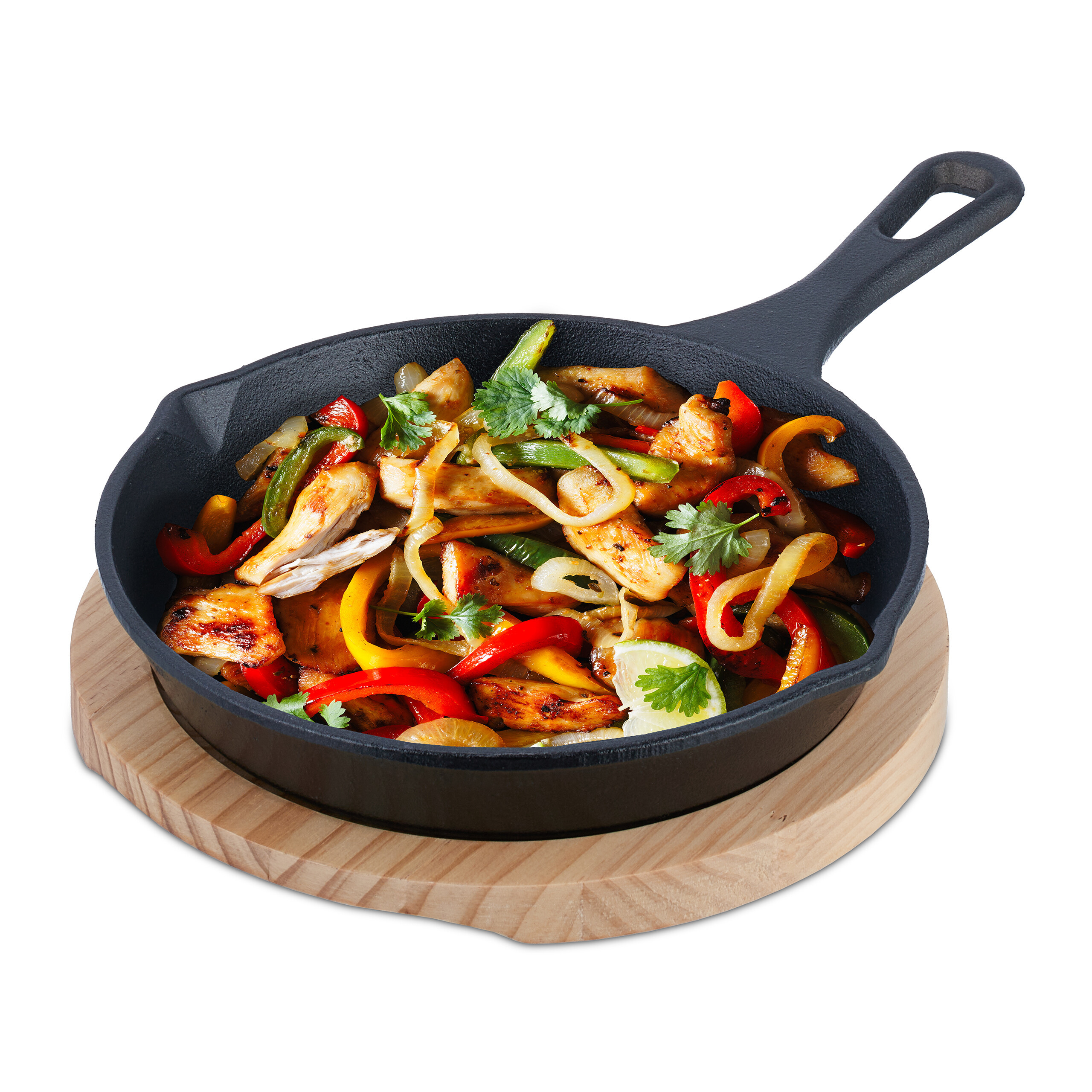 Cast Iron Pan With Wooden Trivet In /brown - Ø 20 Cm