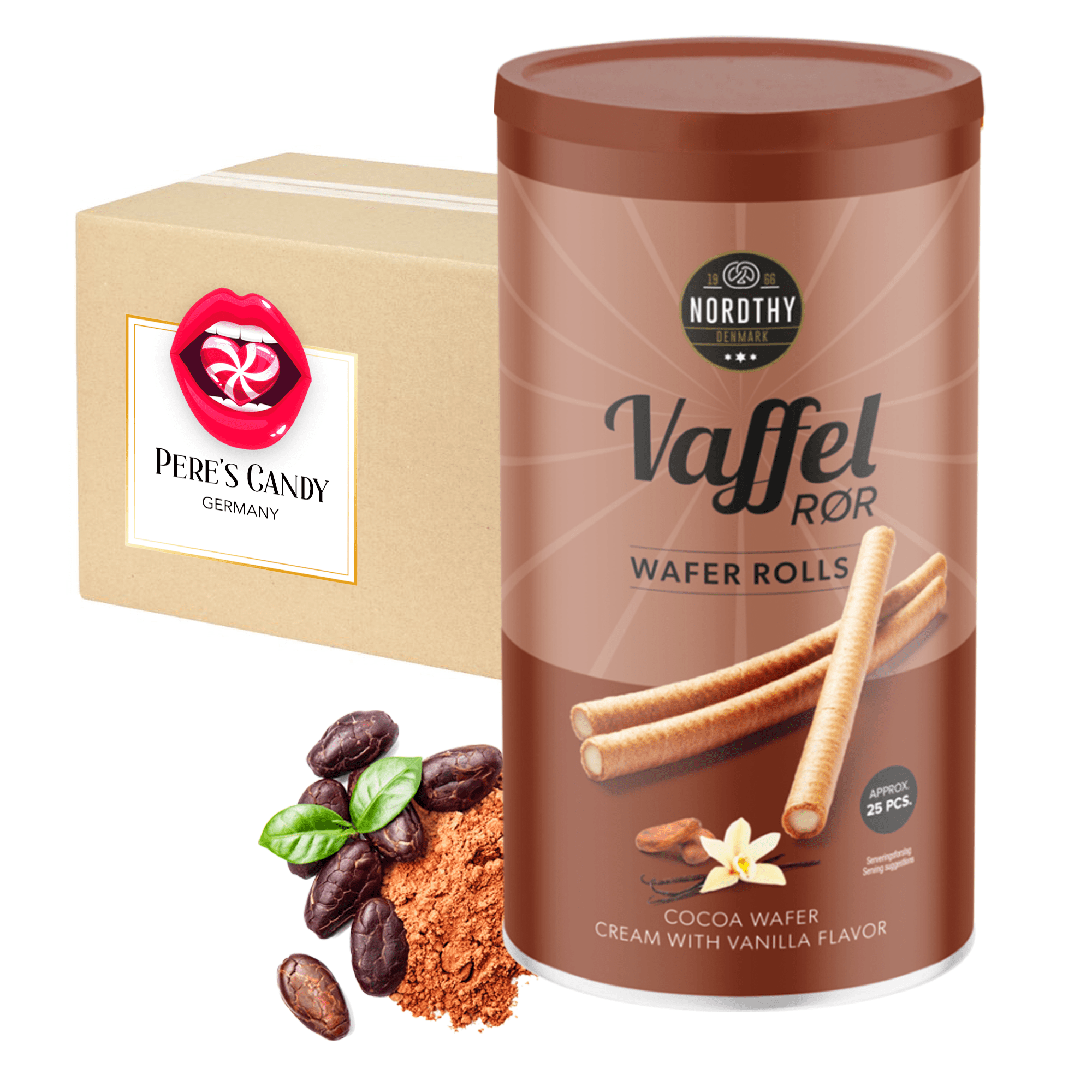 3x250g Cocoa Wafer Sticks - Wafer Rolls With Vanilla Flavor From Denmark