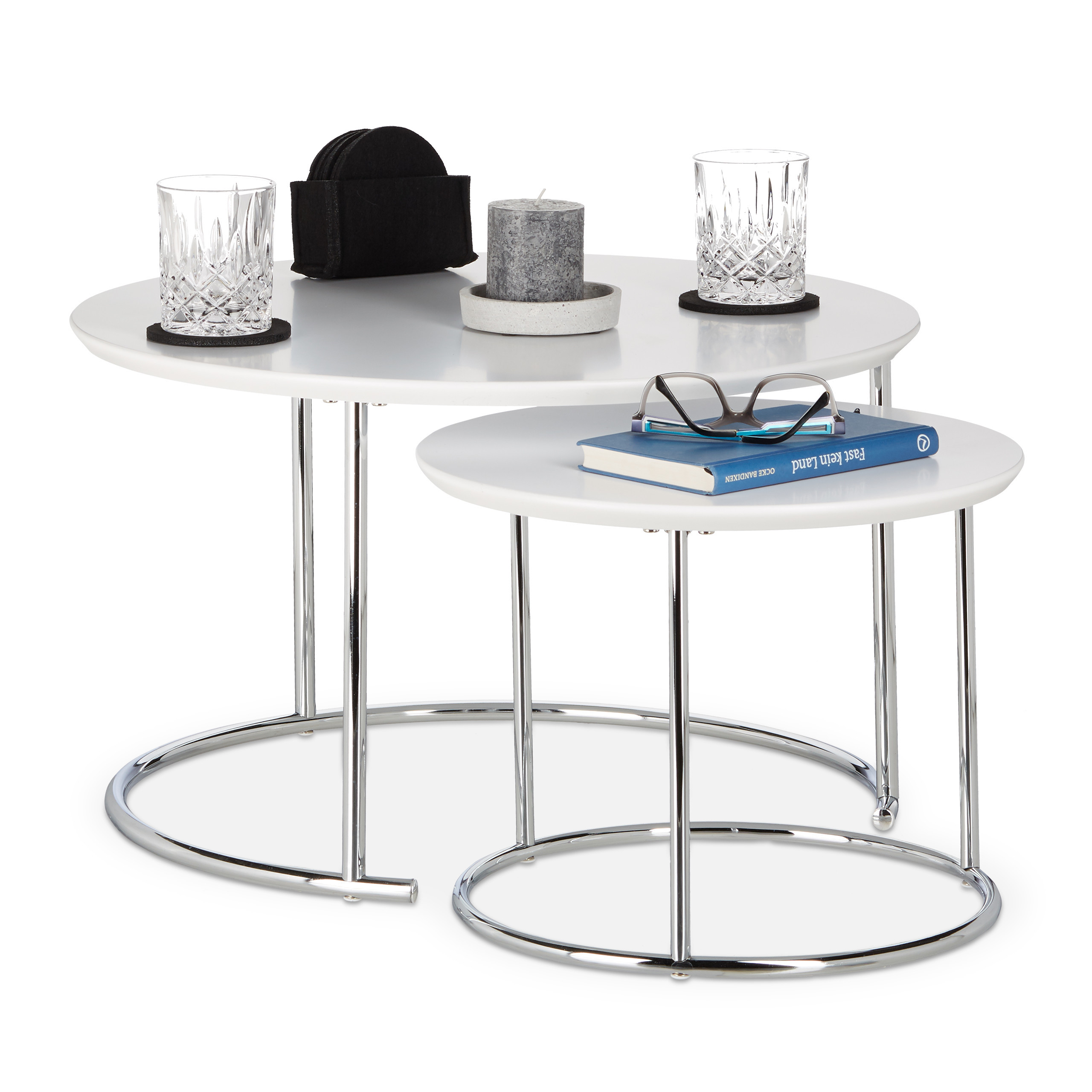 2x Side Table In White - (h)60 X Ø 60 Cm