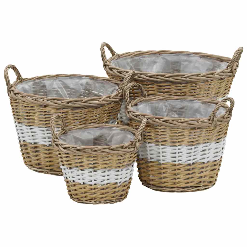 Vidaxl 4x High Bed Rattan Willow Plant Pot Planter Basket Willow Basket Flower Pot