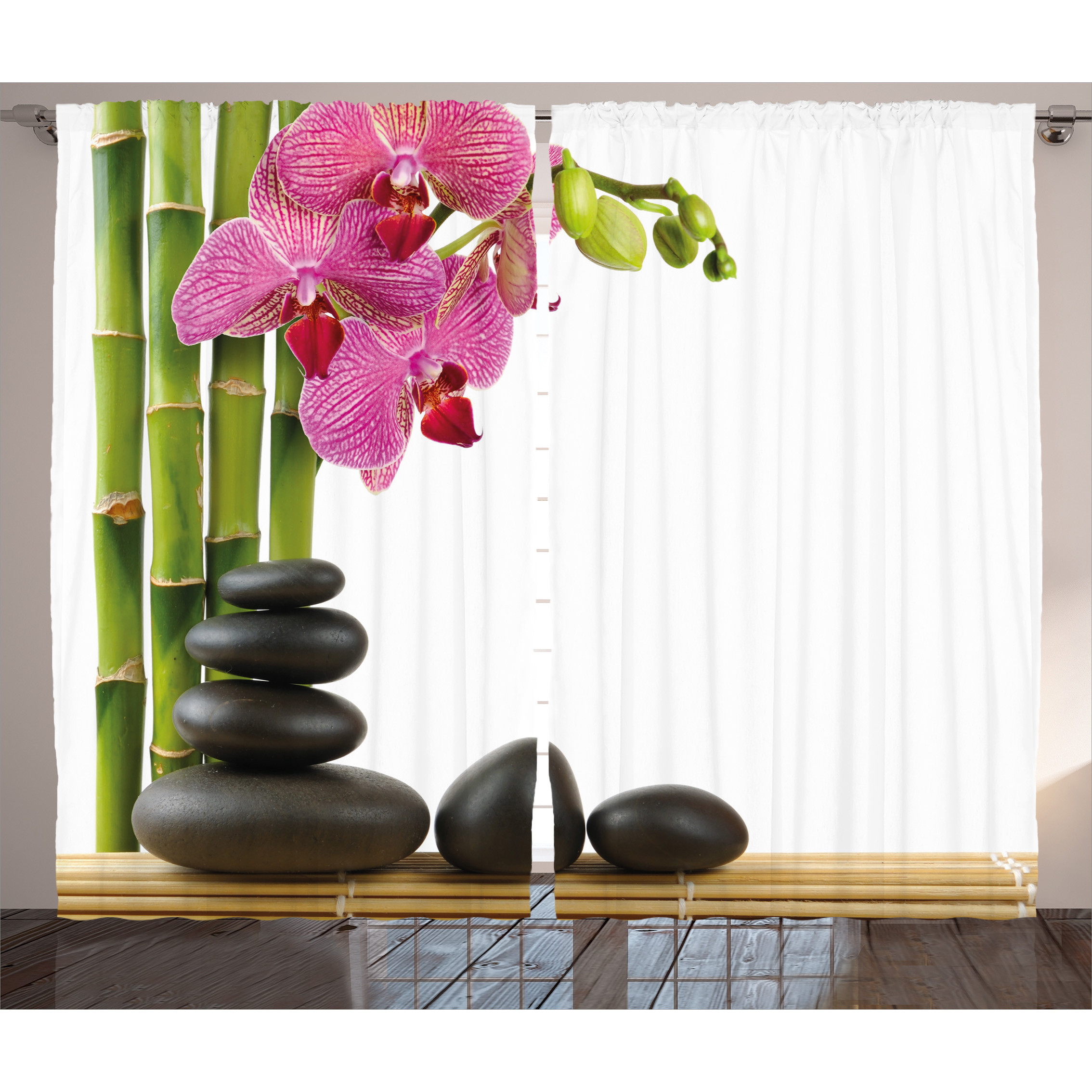 Image of Window Curtain Set, Living Room Bedroom Window Curtains 2 Panel Set, High Quality Polyester, Semi-transparent Home Decoration