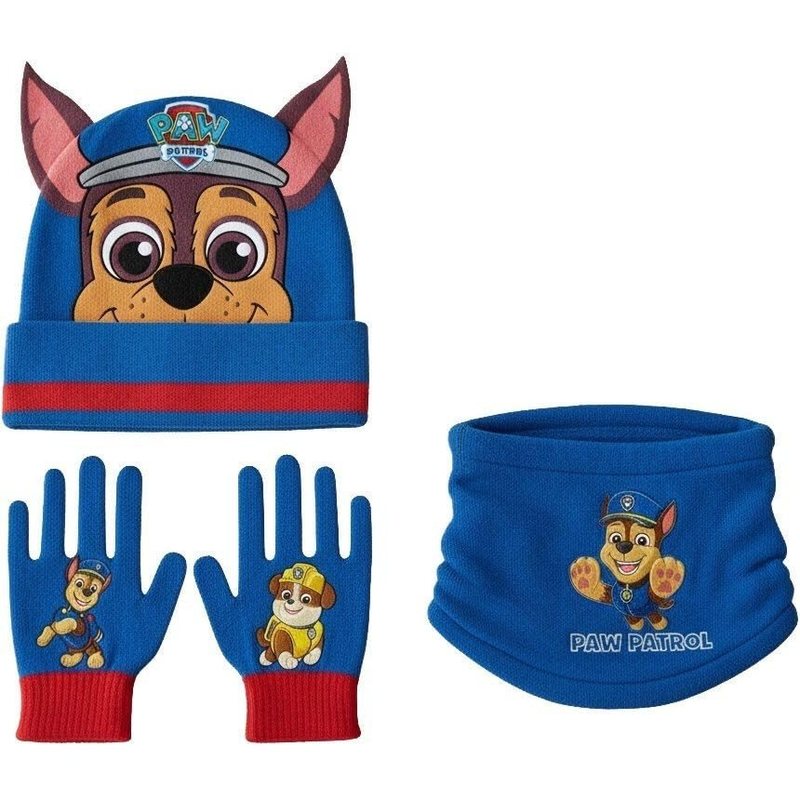 TEMU Set 3 Pezzi Paw Patrol Cappello Scaldacollo Guanti Bambini Taglia Unica