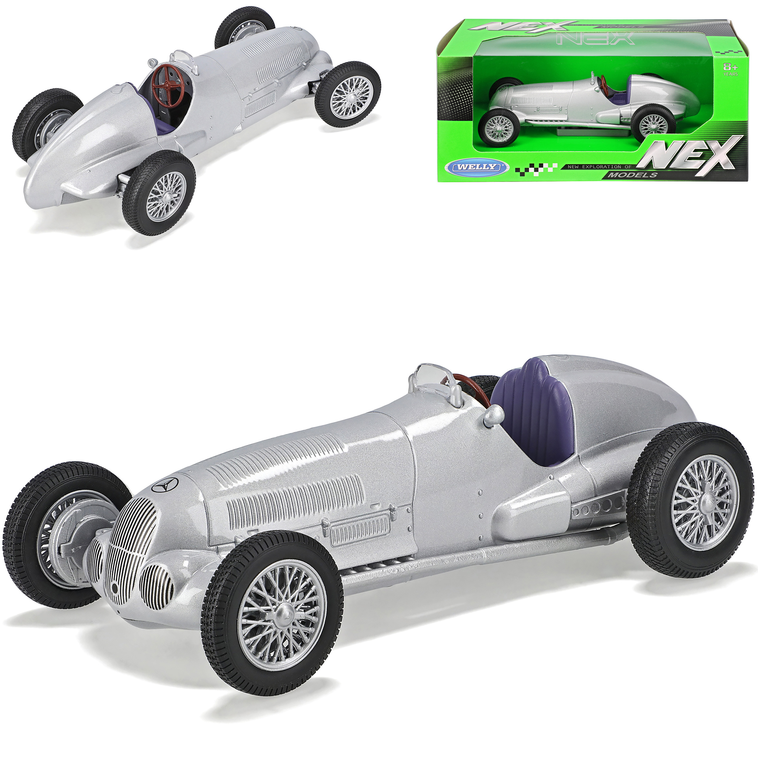 Image of Mercedes-benz W125 Racing Car Silver 1937 1/24 Welly Model Car