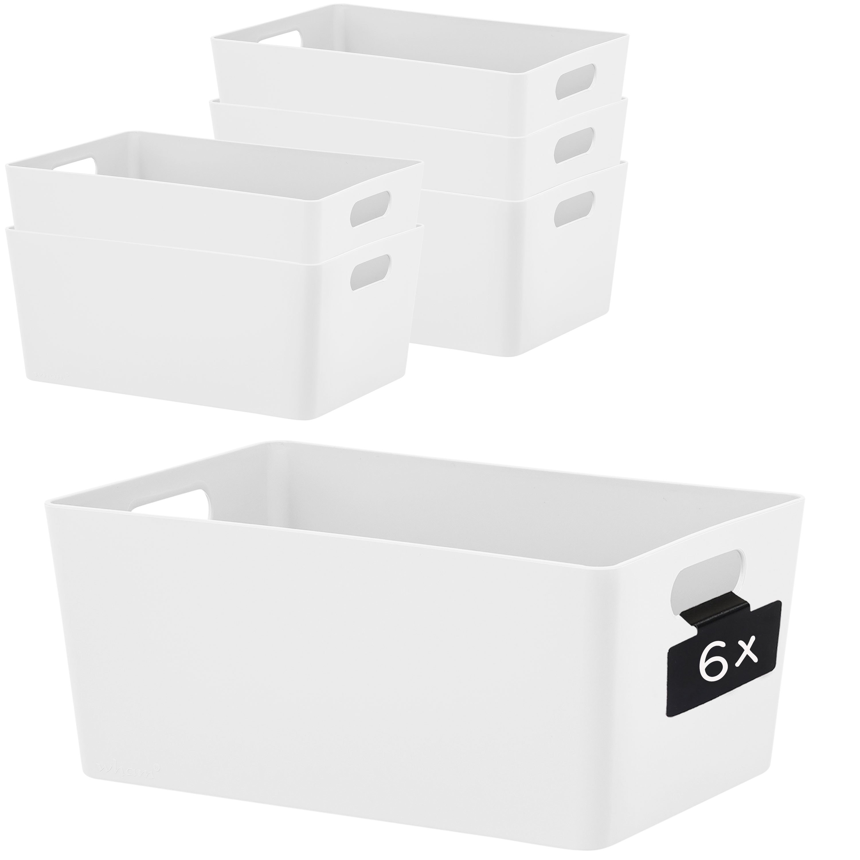 Image of 6x White Clip - Dina5 - 25x17x11cm - 3.9 Liter Storage Basket Drawer Organizer Box Plastic Storage Bathroom Basket Cabinet Desk Drawer Organizer