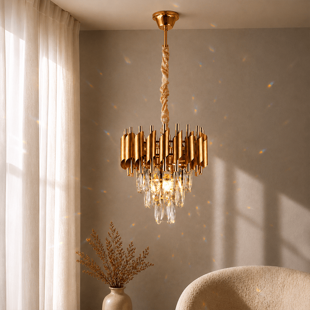 TEMU Candélabre à Petito VERSAILLES, 3xE14, ampoules, diamètre 30 cm, doré, hauteur réglable (40 cm-80 cm), matériau cristal-métal, 3 d'éclairage,