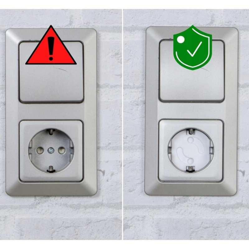 Zaštitne navlake za utičnice za bebe - Samoljepljiva zaštita za utičnicu tipa F - Pakiranje od 10 bijelih