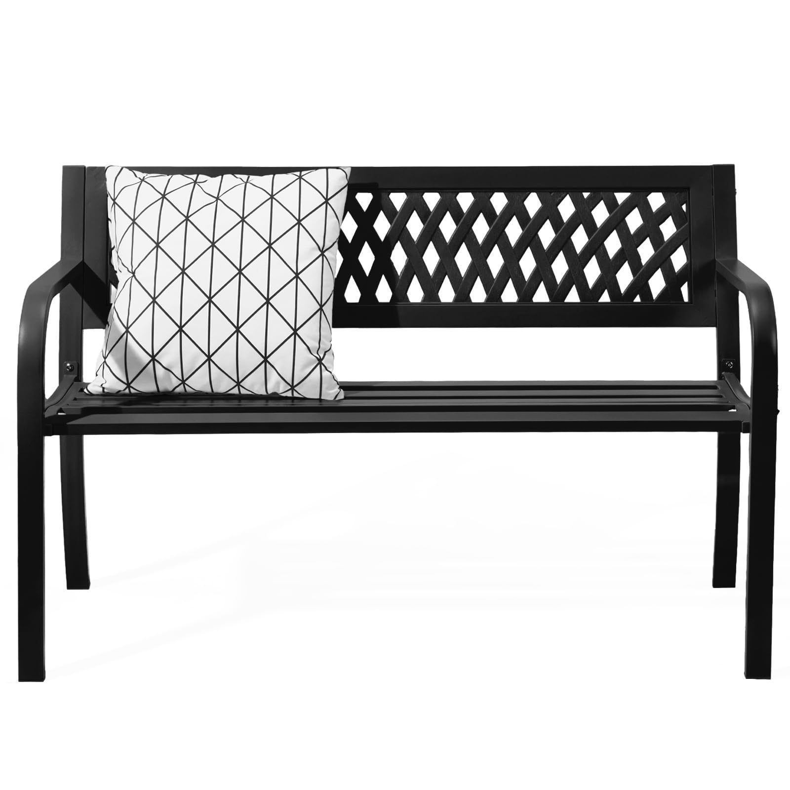 Image of Metal Garden Bench, Bench For 2 To 3 People, Backrest With Pvc Mesh, Garden Furniture Supporting Up To 360 Kg, Suitable For Garden, Balcony And Courtyard, 120 Cm (black)
