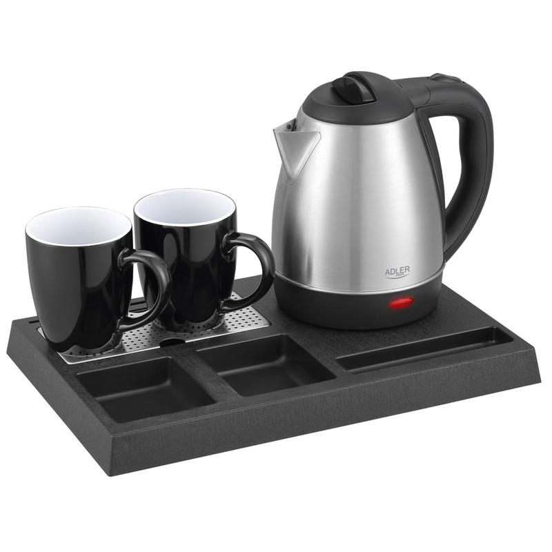 Image of Room Welcome Set – Complete With Tray, 1.2l Kettle, And 2 Ceramic Mugs: Aesthetics, Functionality, And Order