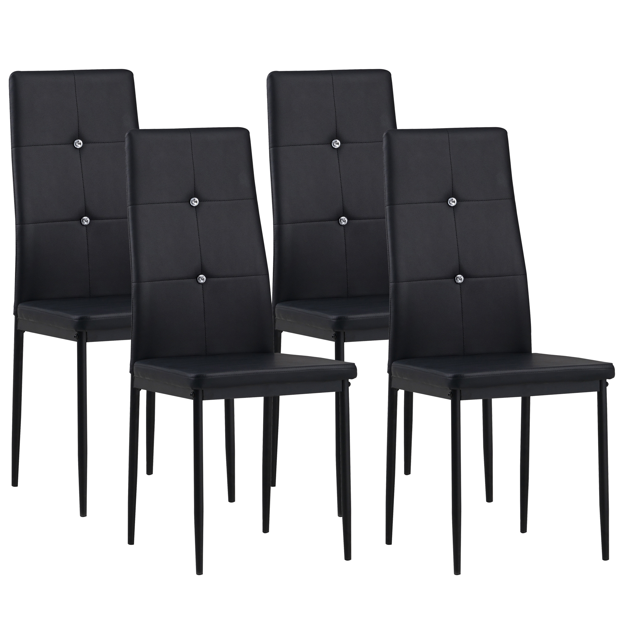 Diamond Dining Chairs - Elegant Diamond Look, Upholstered Chair, Faux Leather Cover, Modern Stylish Design For Dining Table - Kitchen Chair, -bearing Dining Chair