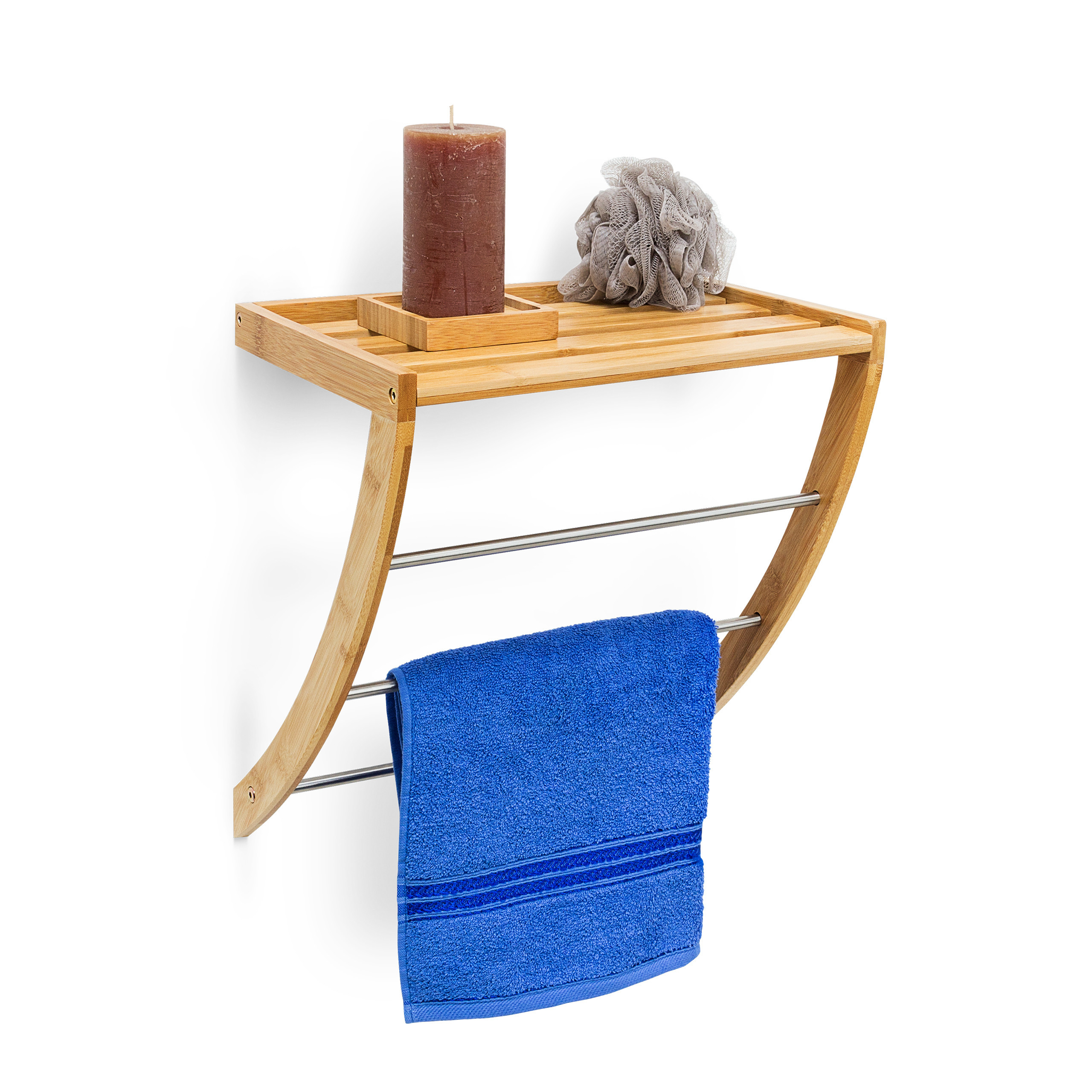Wall-mounted Towel Holder In Natural - (w)38 X (h)40 X (d)24.5 Cm