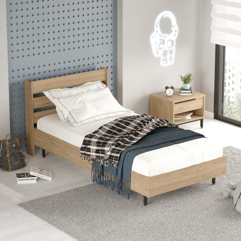 Single Bed 'vesanto With Slatted Frame 100 X 200 Cm