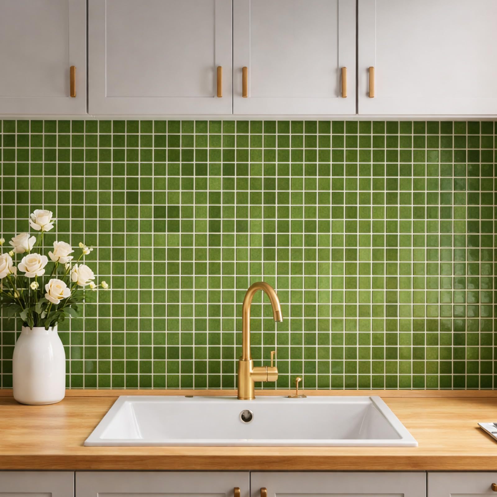 Self-adhesive Wall Decor Tile Patterns 10-piece Set, Easy-to-apply Covering For Visual Enhancement Of Kitchen Areas Space
