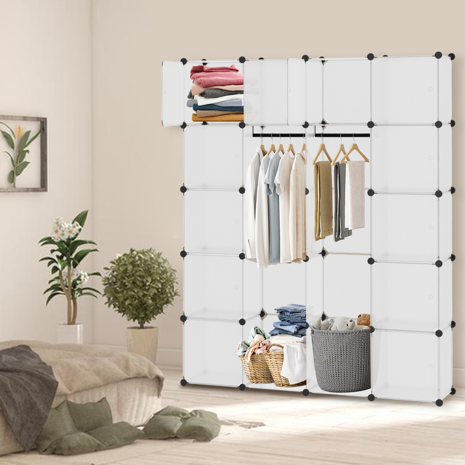 

1 Piece Diy Shelf With Door, Combination Cabinet Bookshelf, Locker, For Storing Clothing Bedroom Wardrobes,