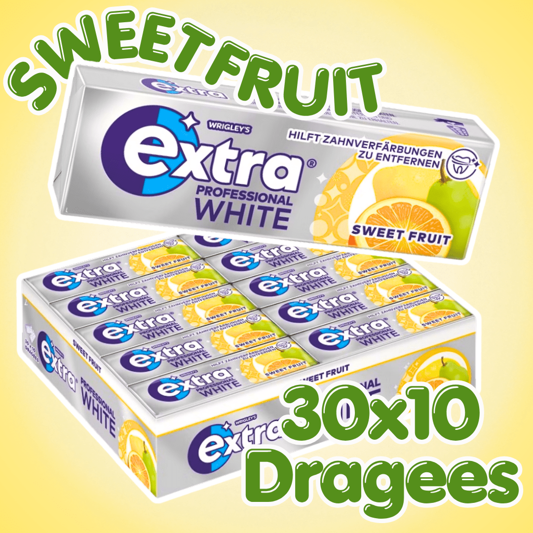 Image of 30× Wrigley's Extra Professional White Sweet Fruit Sugar-free Chewing Gum – 30 Packs Of 10 Pieces Each