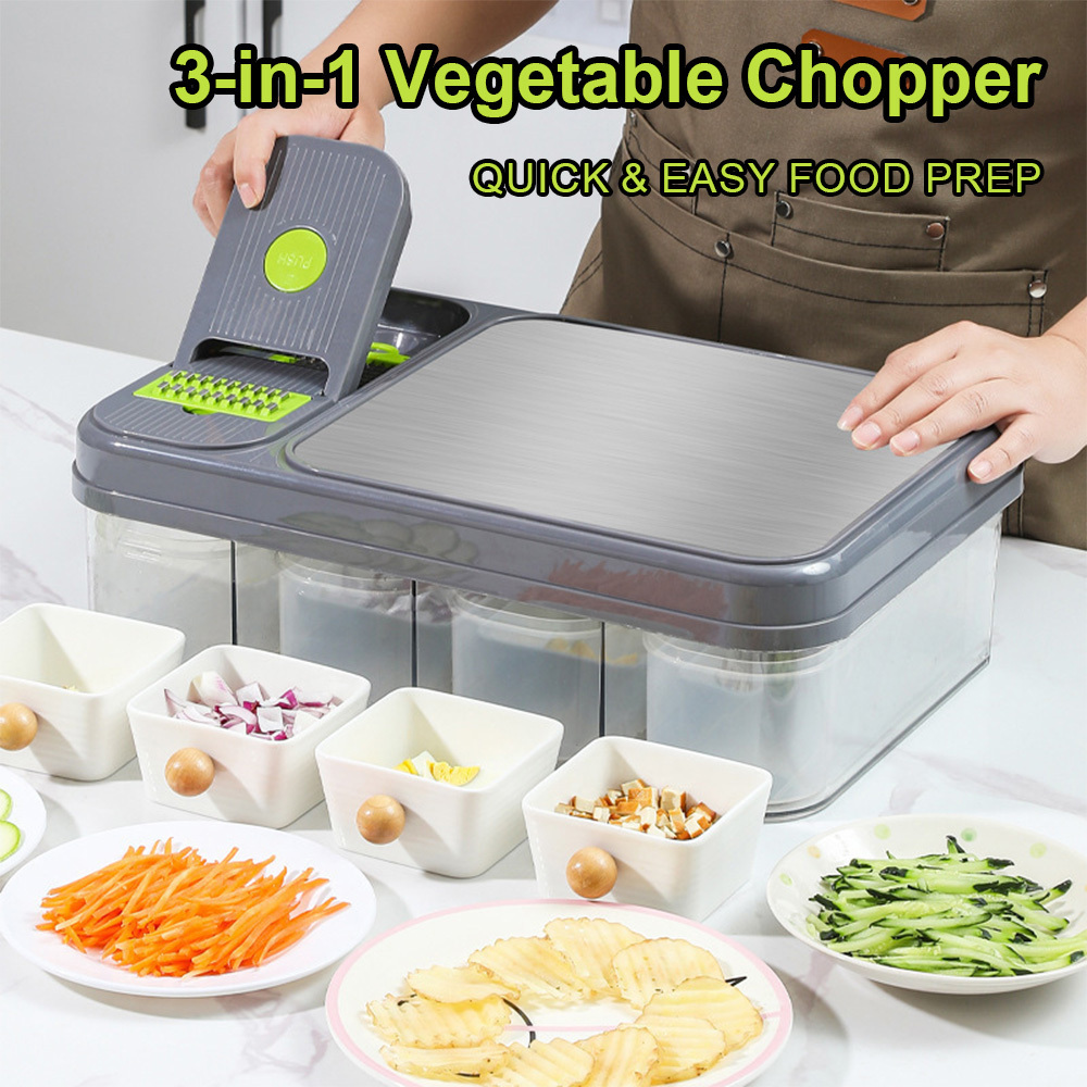 Image of 12 Stainless Steel Veggie Chopper, Adjustable Multi-functional Vegetable Slicer Cutter, Fruit Onion Shredding Tool For Preparation