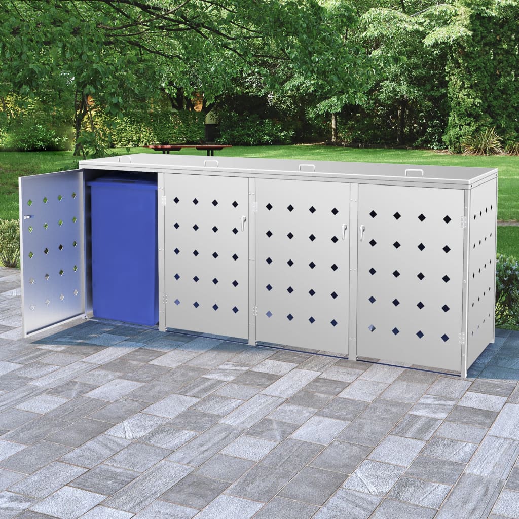 Vidaxl Trash Can Box Trash Can Enclosure Stainless Steel Garden Box