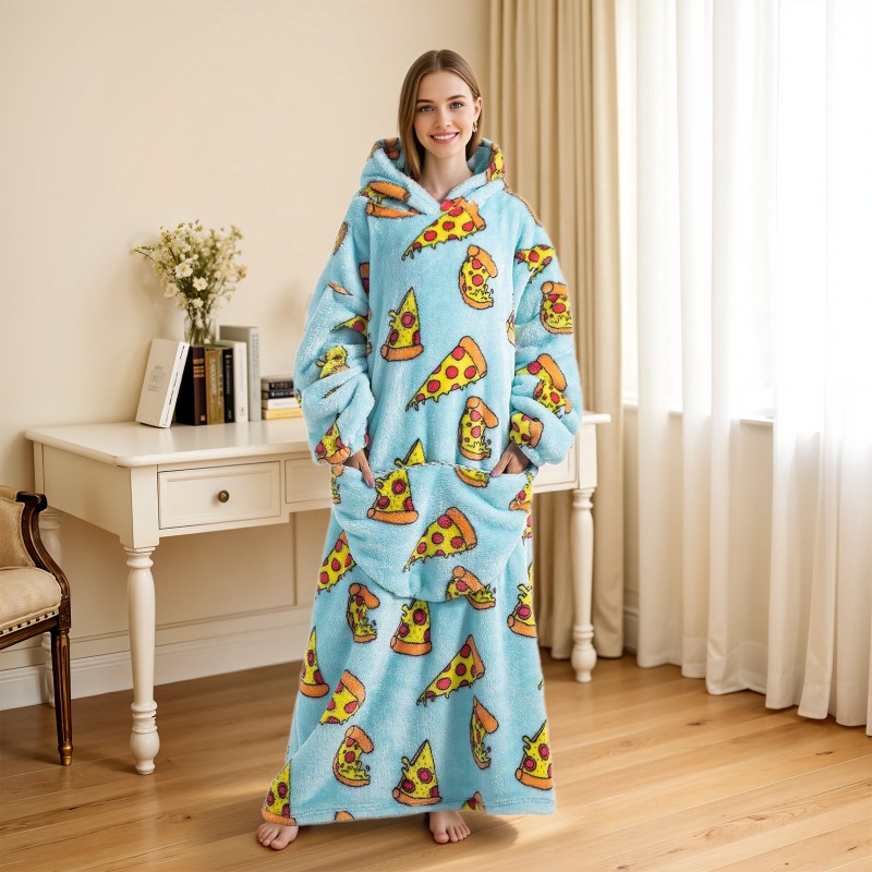 item picture 1 pc cozy oversized wearable blanket hoodie strong   tv throw long sleeves decor blanket with cute and creative print kangaroo     washable   aesthetic comfortable texture unisex   sweatshirt for indoor outdoor home lounging ideal christmas gift for women men