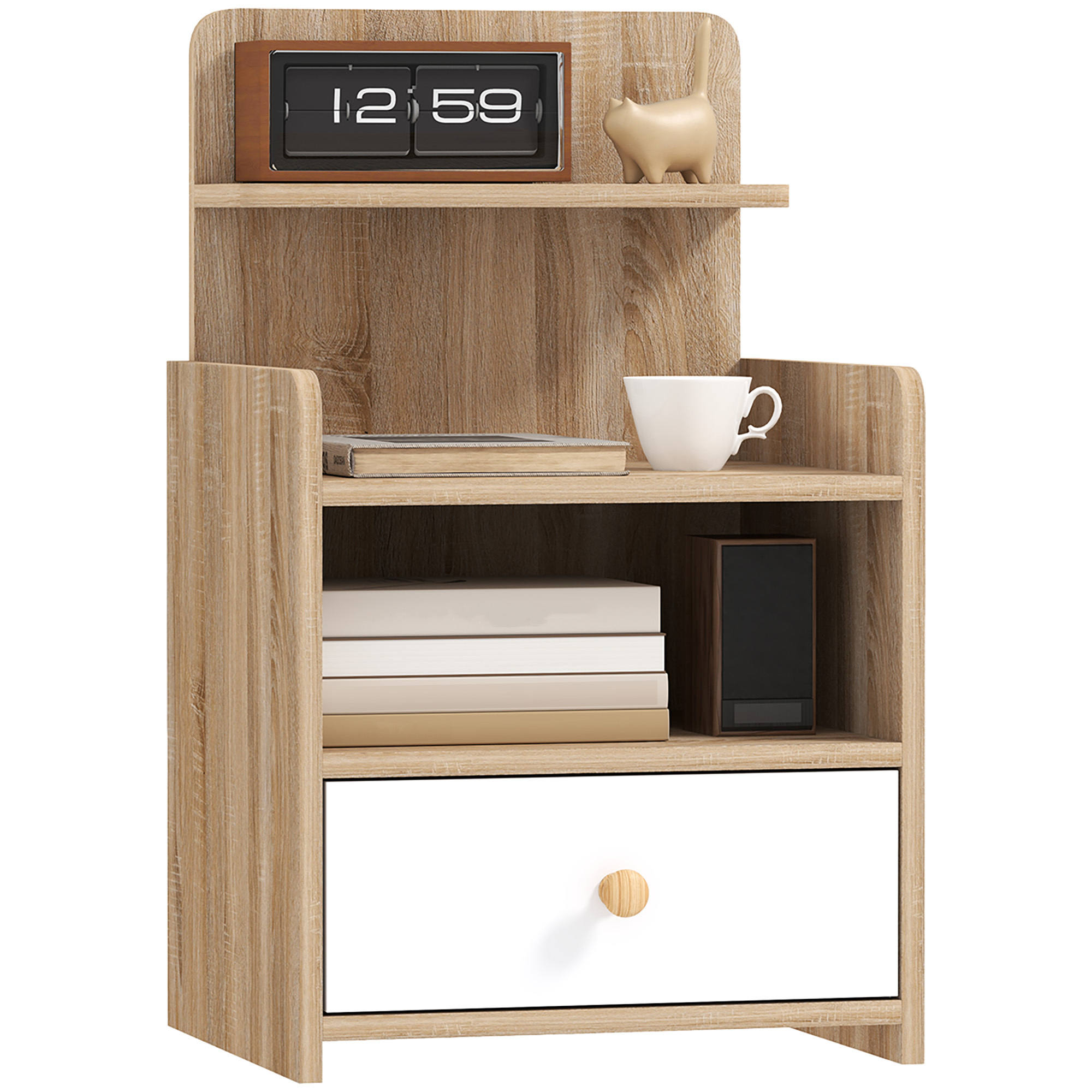 TEMU Bedside Table, Bedside Cabinet With Drawer, Modern Side Table With Shelf For Bedroom, Living Room