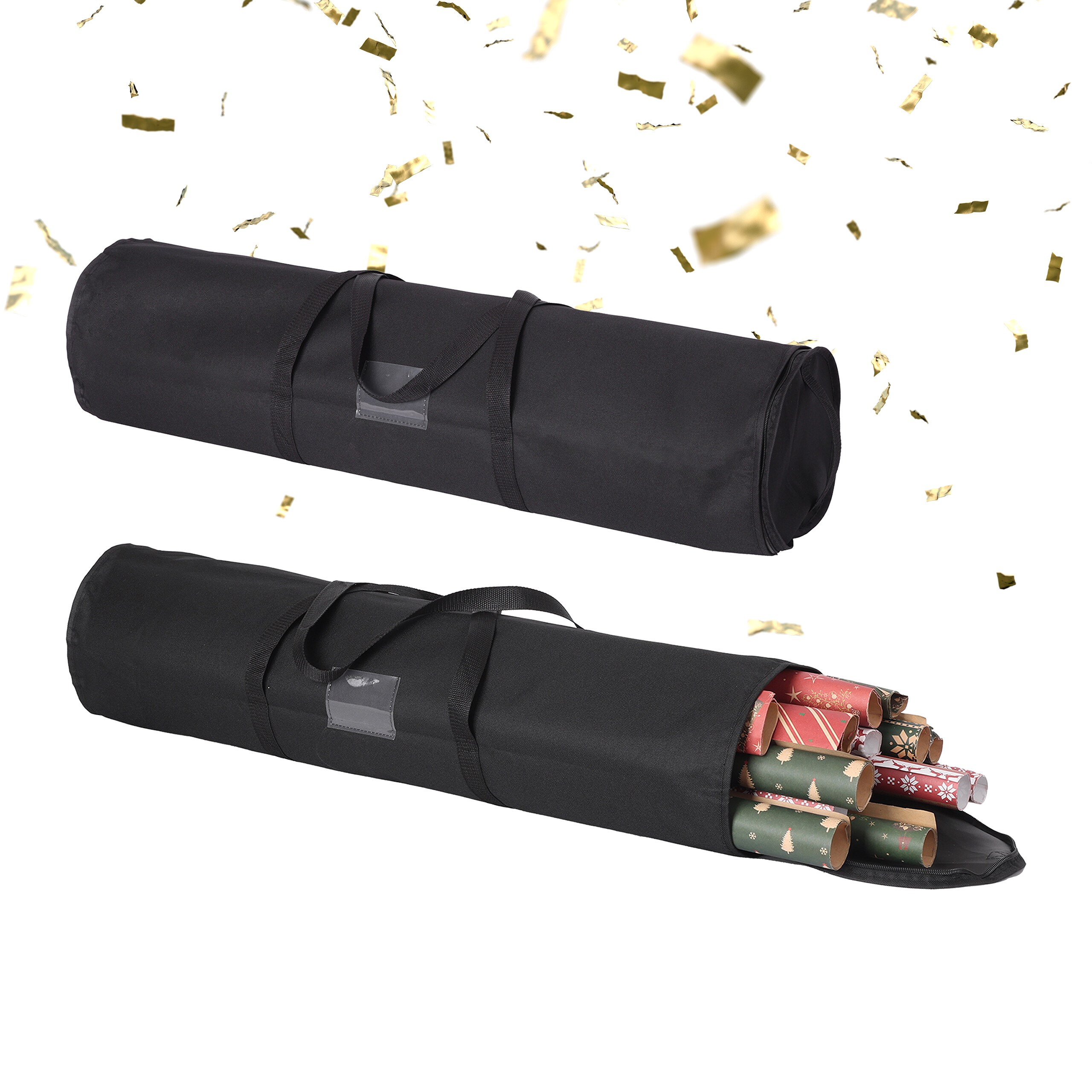 2 X Gift Wrap Storage In Black - (h)79 X Ø 22 Cm
