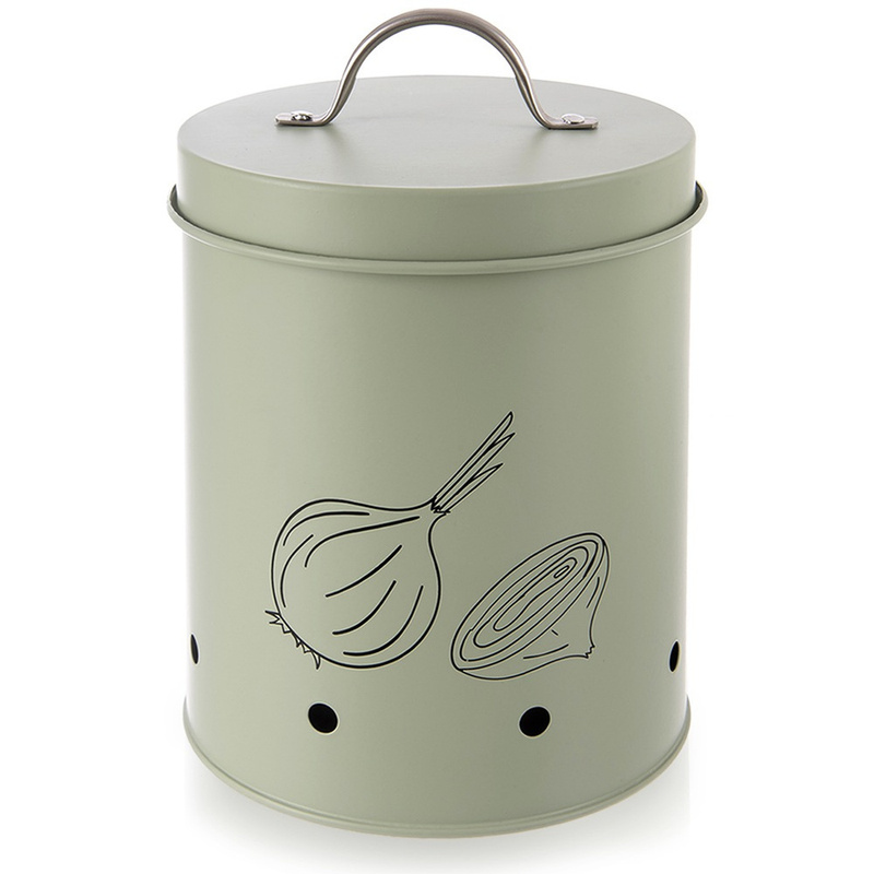Image of Greenish Metal Container For Vegetables And Fruits, 2.4 L