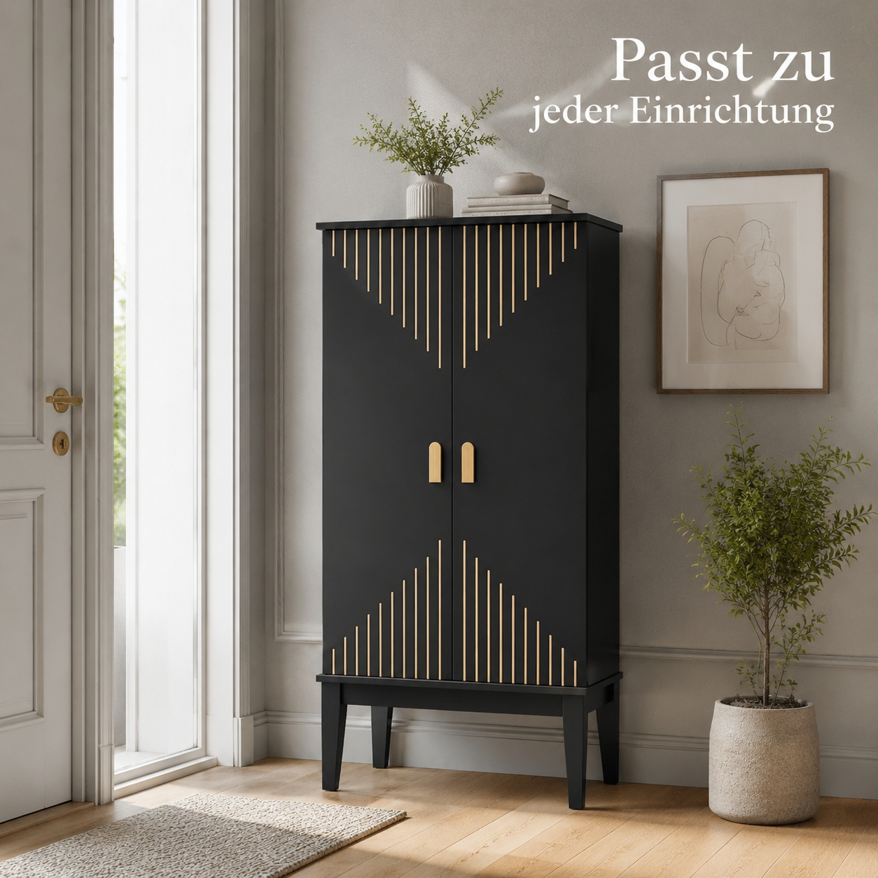 120x59x30cm Luxury Shoe Cabinet Black-gold With , Storage Cabinet, Capacity For Hallway, Living Room