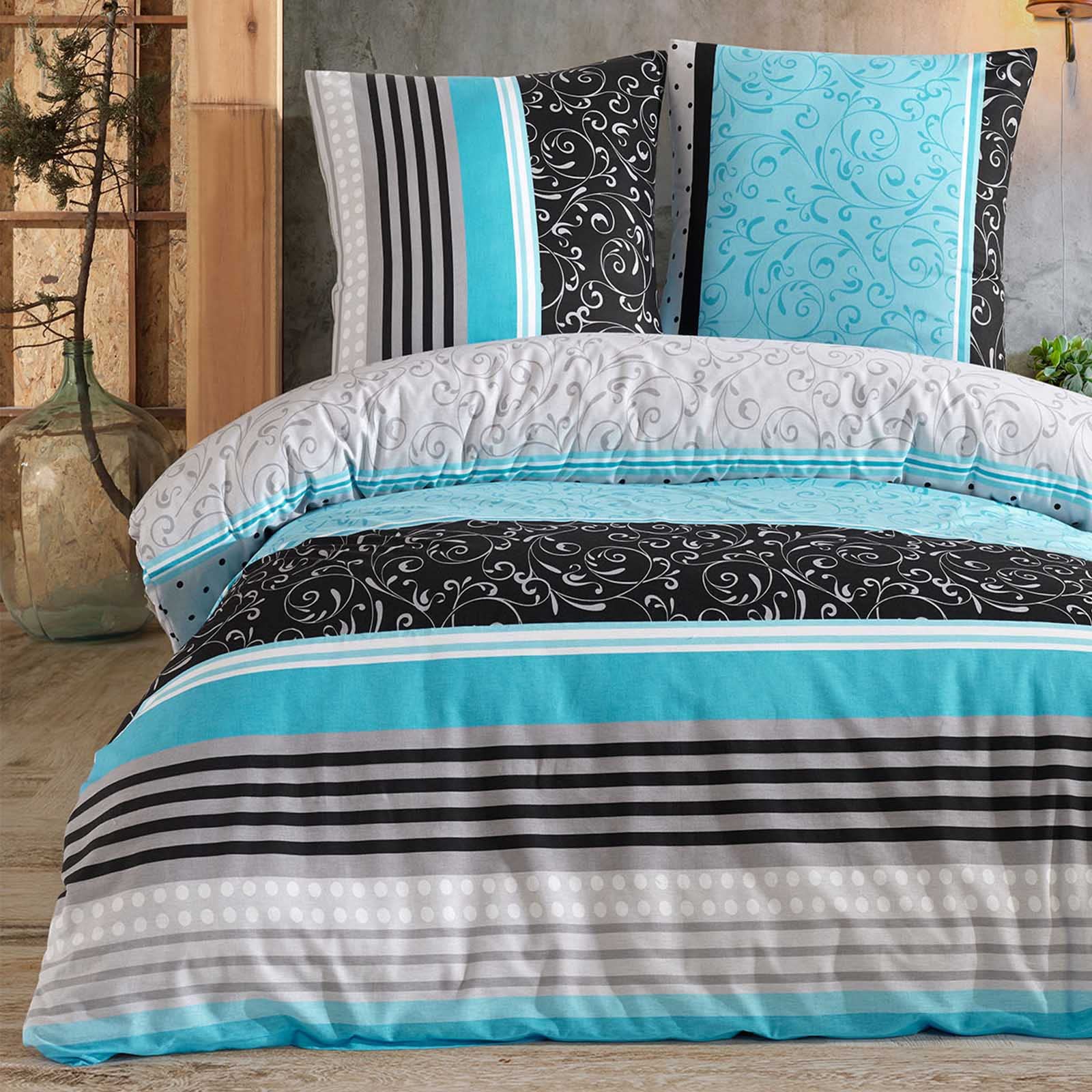 Buymax® 100% Cotton Bedding Set, 2-3 Piece Duvet Cover Set With 1-2 Pillowcases 80x80cm, Reinforced Duvet Cover Set With Zipper