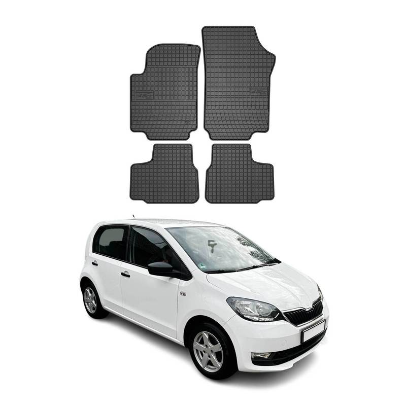 Image of Rubber Foot Mats For Citigo 2011-2020 Car Mats Rubber Tpe Black 4x