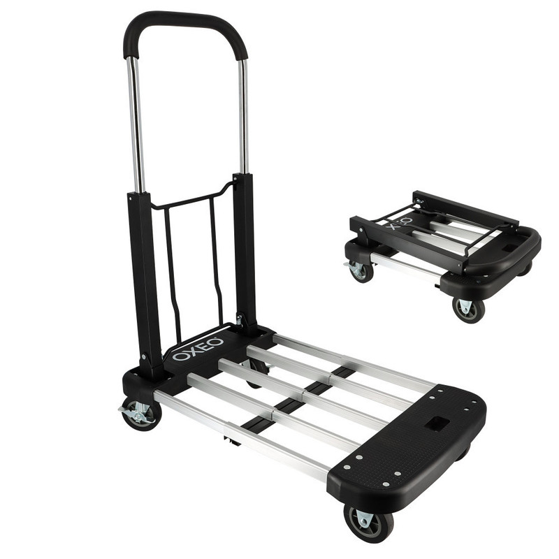 TEMU Chariot plateforme extensible aluminium - Plateau chargement rétractable min 44cm max 66cm - 200kg - 4 roulettes pivotantes