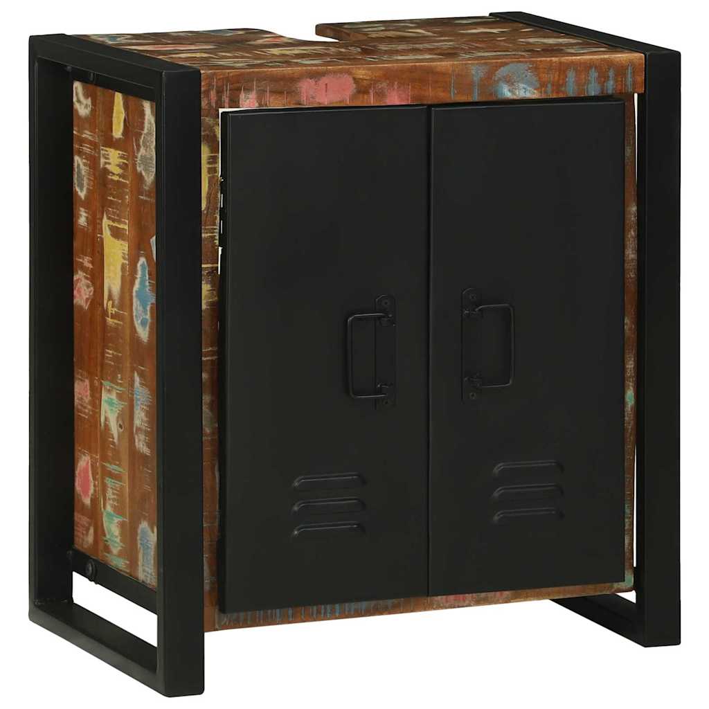 Vidaxl Rustic Bathroom Storage Unit With Doors | Solid Wood And 55x35x60 Cm Durable Stylish Washbasin Cabinet Door Solution Organization Center