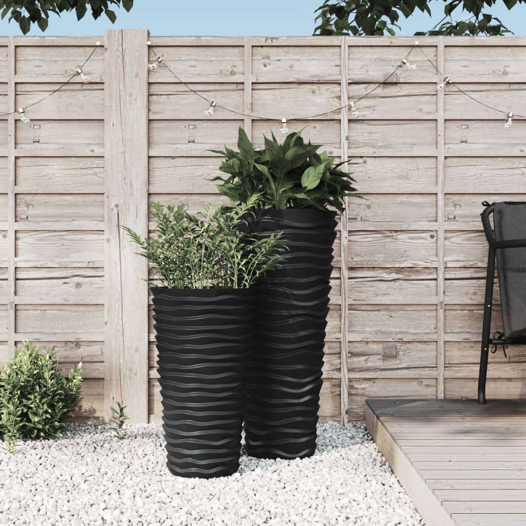 Image of Vidaxl Planter, Flower Pot With Removable Insert, Flower Pot With Ribbed Optic, Plant Pot For Indoor Outdoor, Pp