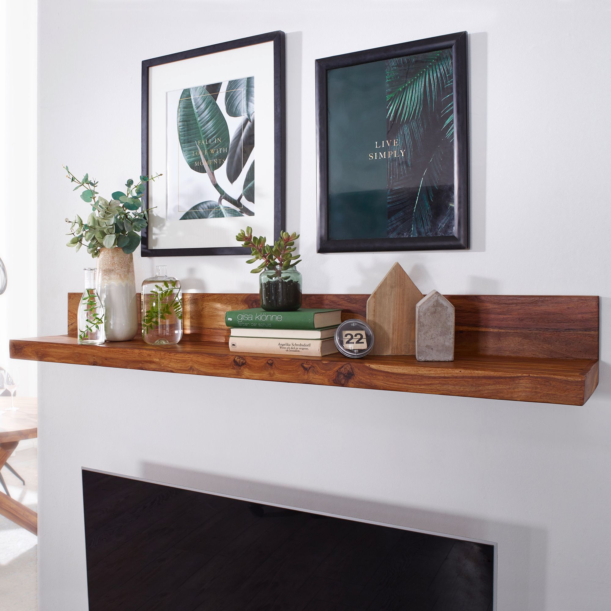 Solid Wood Wall Shelf, Rustic Farmhouse Style Hanging Shelf, Wall Board, Natural Product Shelf